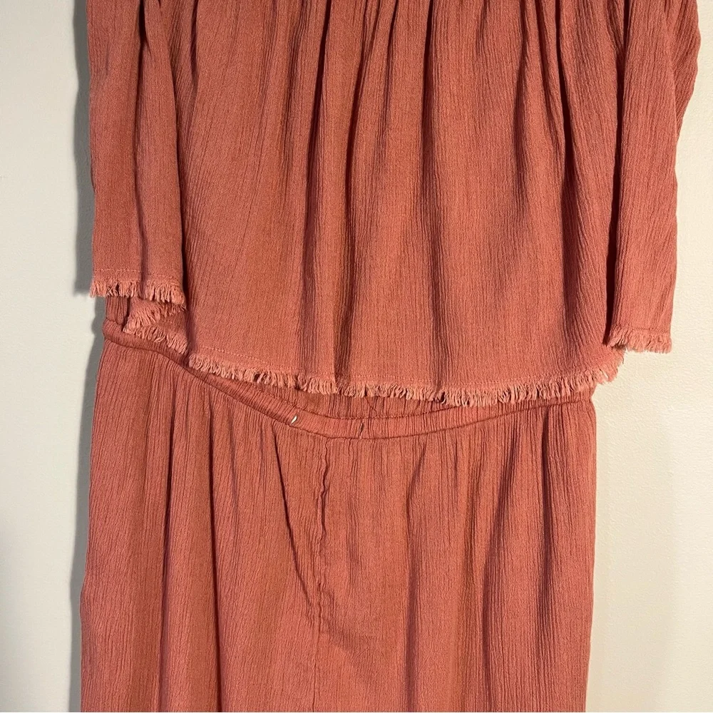 Aerie Strapless Smocked Jumpsuit Pink/salmon Medium - Picture 4 of 6